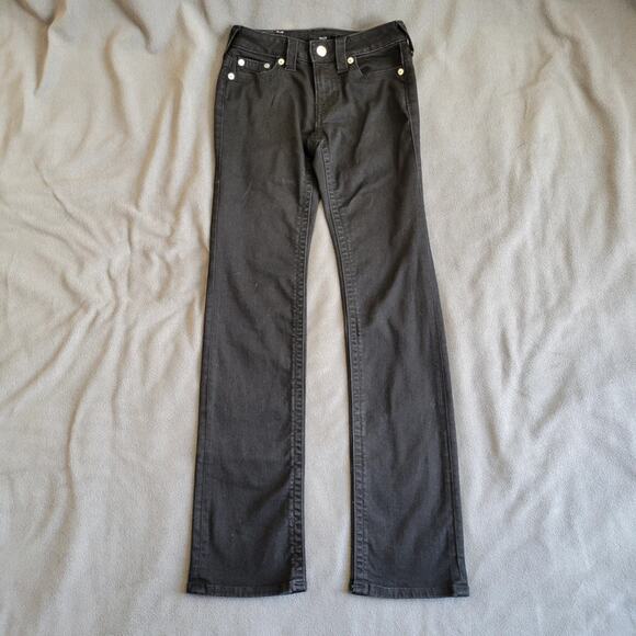 True Religion Denim - True Religion Billie Jeans Womens 25 Mid Rise Black Straight Leg Jeans